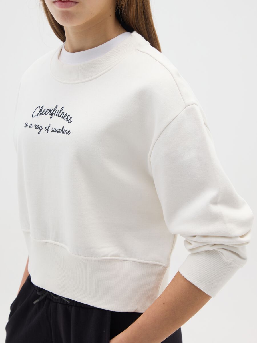 White pure cotton regular fit girl's sweatshirt_2