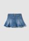 Gonna denim blu in puro cotone con orlo sfrangiato_1