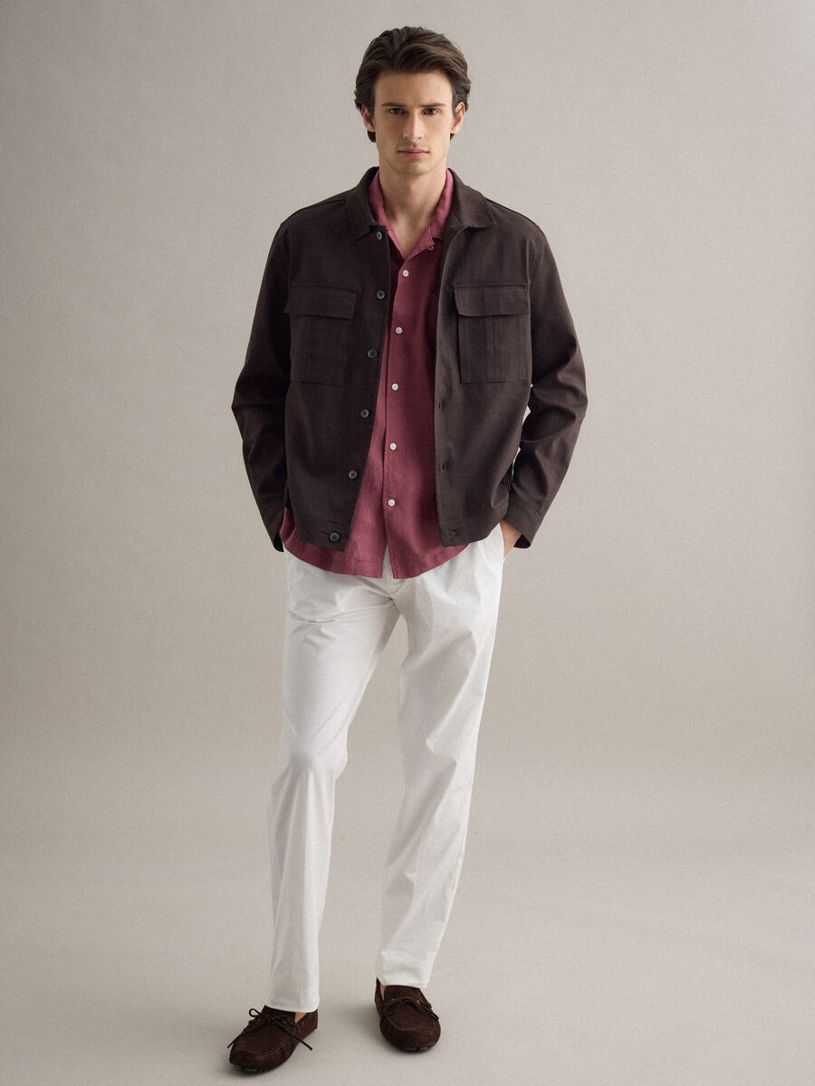 Brown cotton-linen blend jacket regular fit_2