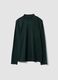 T-shirt verde in puro cotone con collo rialzato strutturato regular fit_0