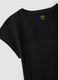 Black pure cotton T-shirt with Broderie Anglaise lace insert_5