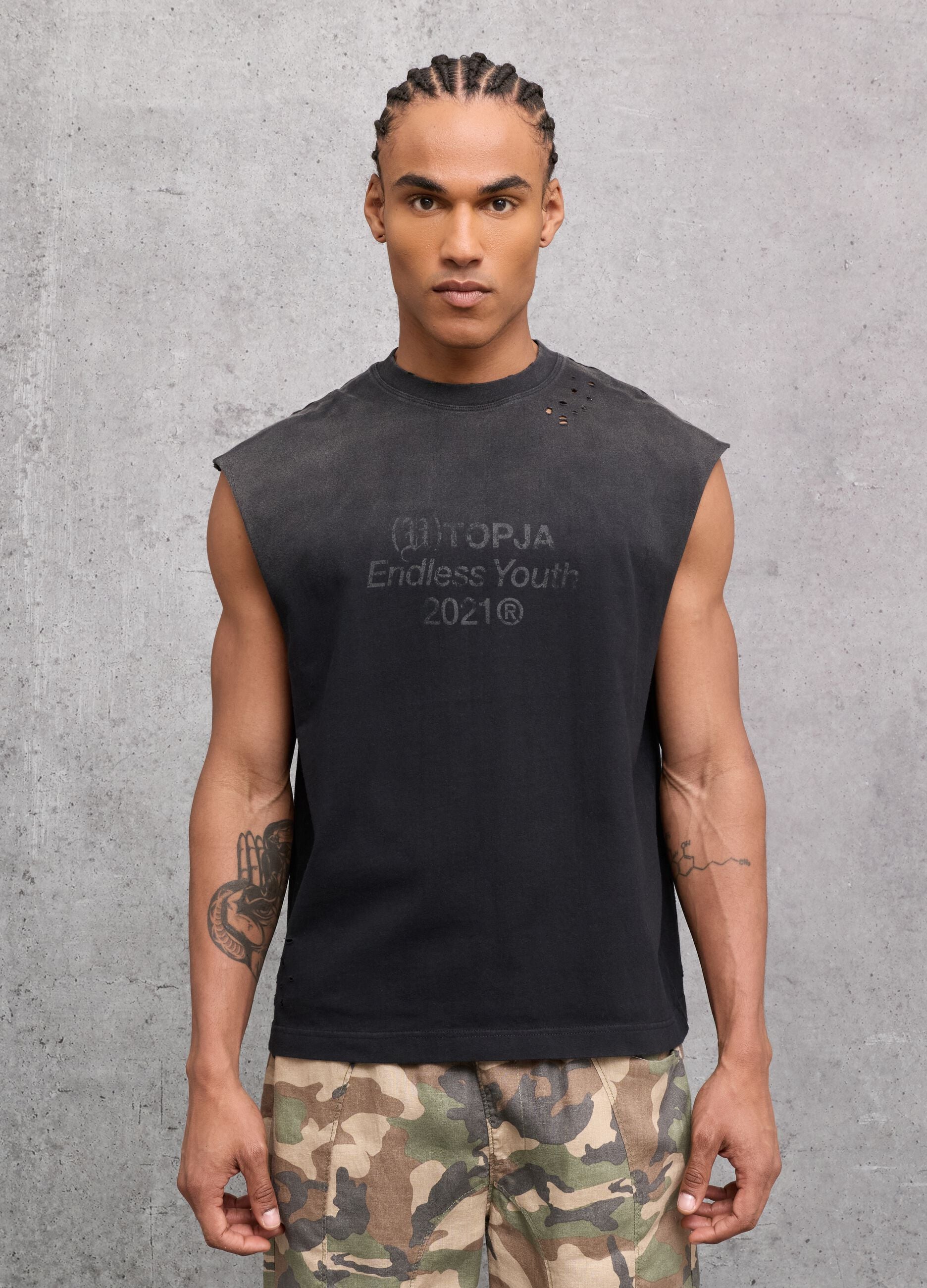Sunfaded Black Tank Top