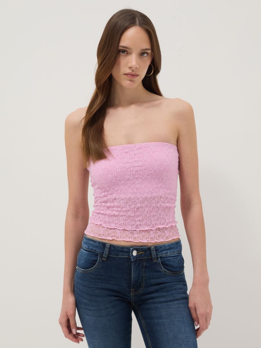 Kurzes rosa Top aus Stretchmaterial_3