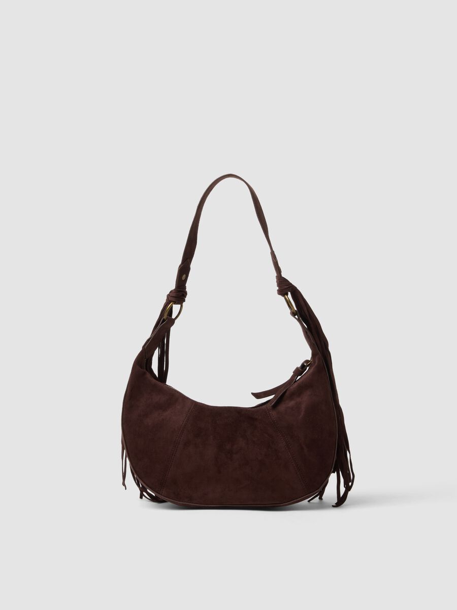 Borsa marrone a spalla con frange_1