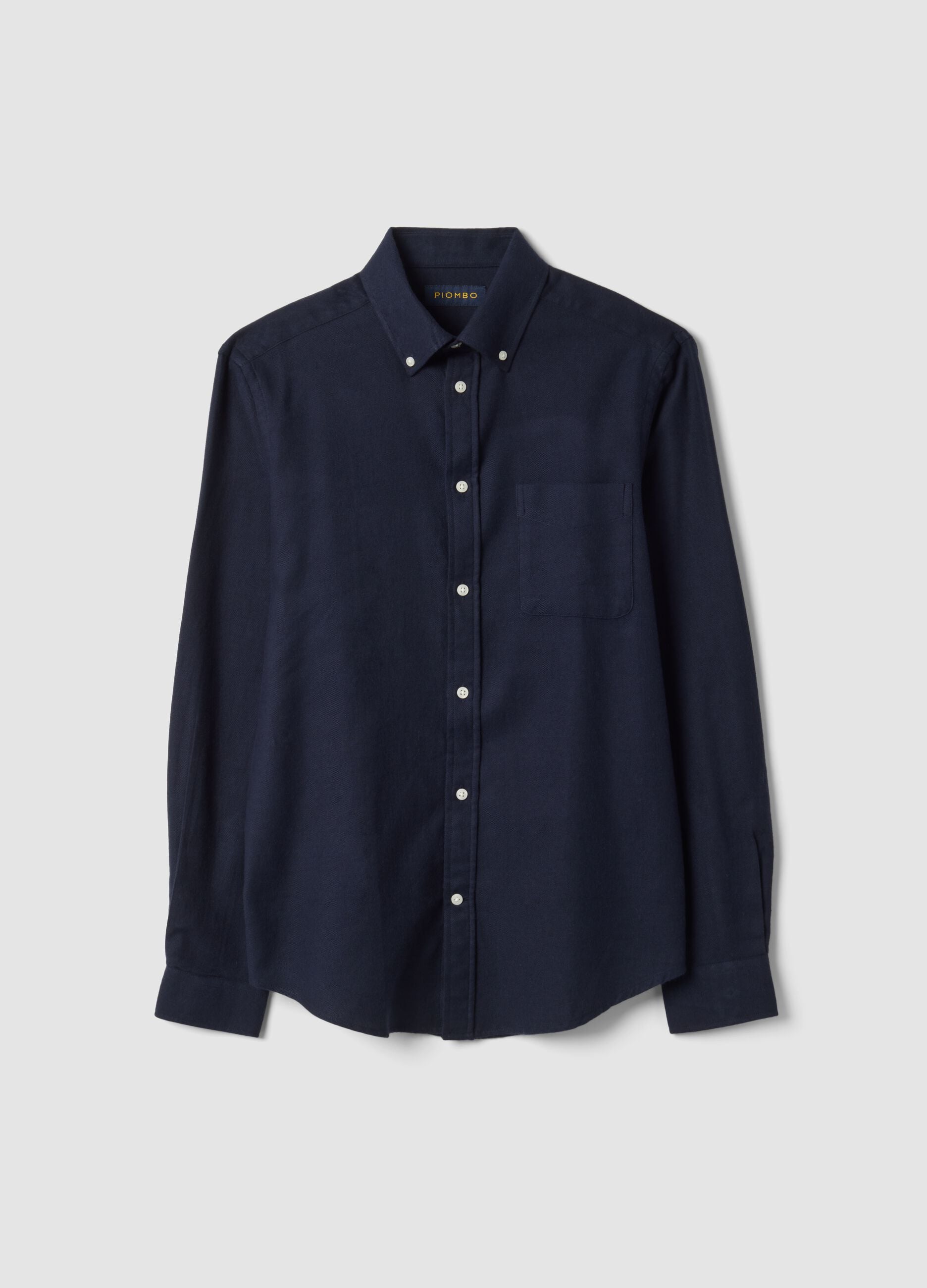 Camicia blu navy in flanella di puro cotone regular fit