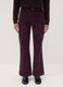 Pantaloni viola flare in cotone e modal elasticizzato a coste_1