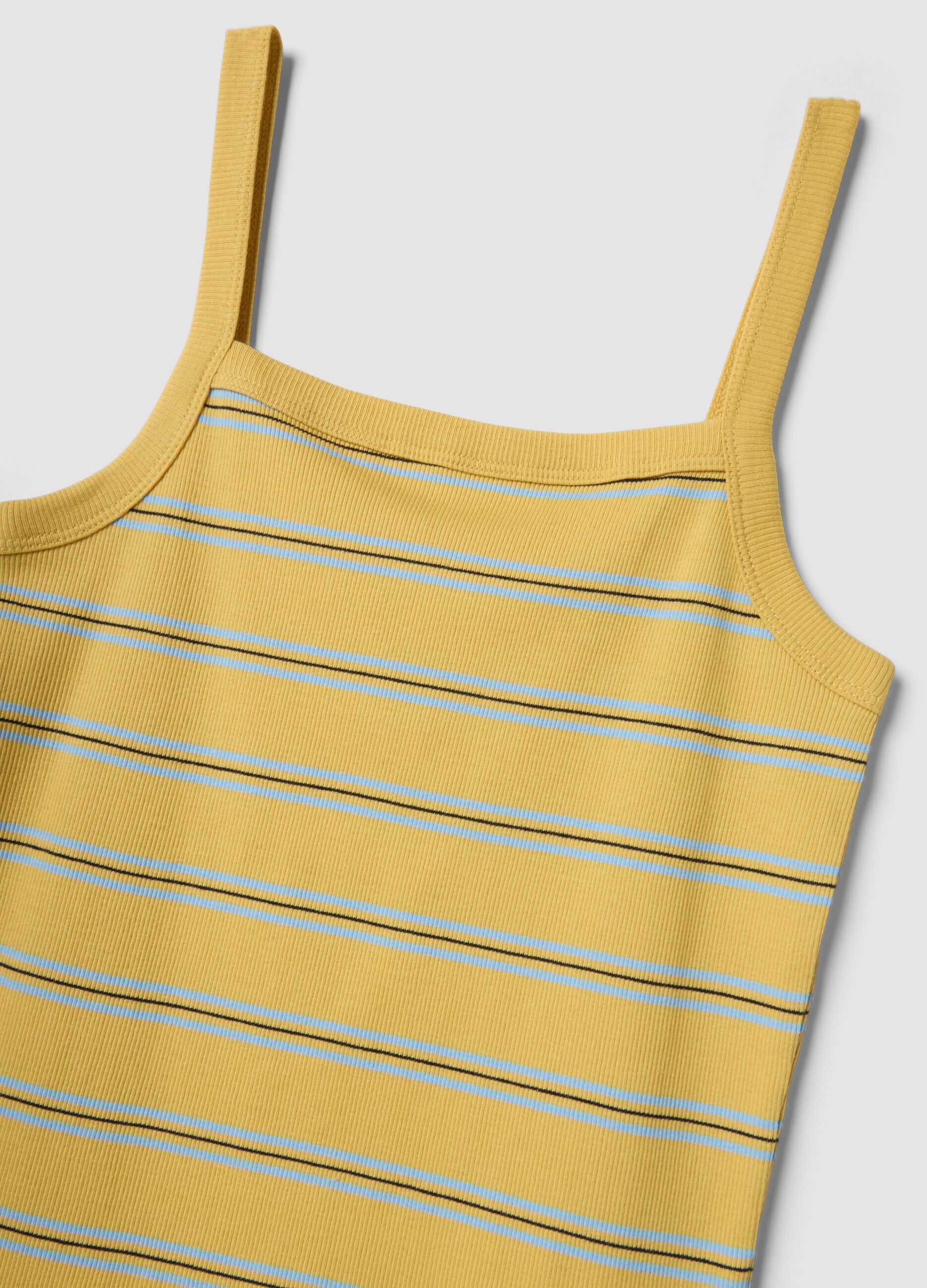 Yellow striped pure cotton regular-fit tank top
