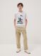 Boy's beige stretch cotton cargo trousers, regular fit_0