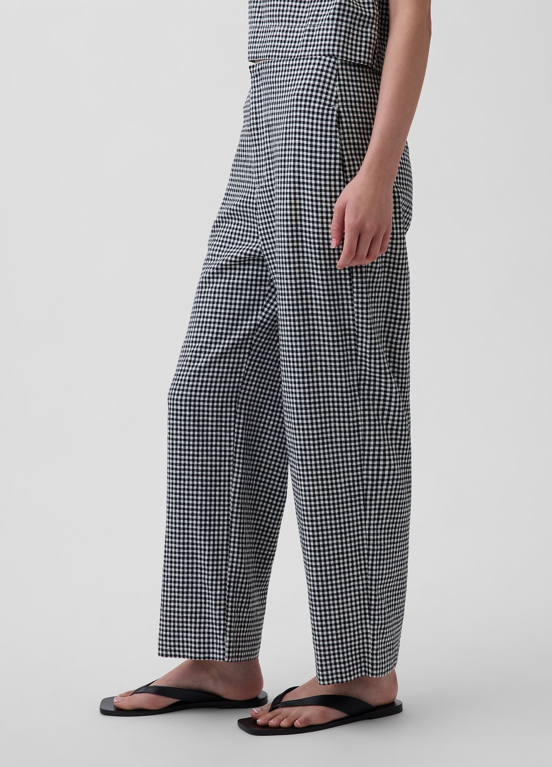 Karierte Hose aus Leinenmix