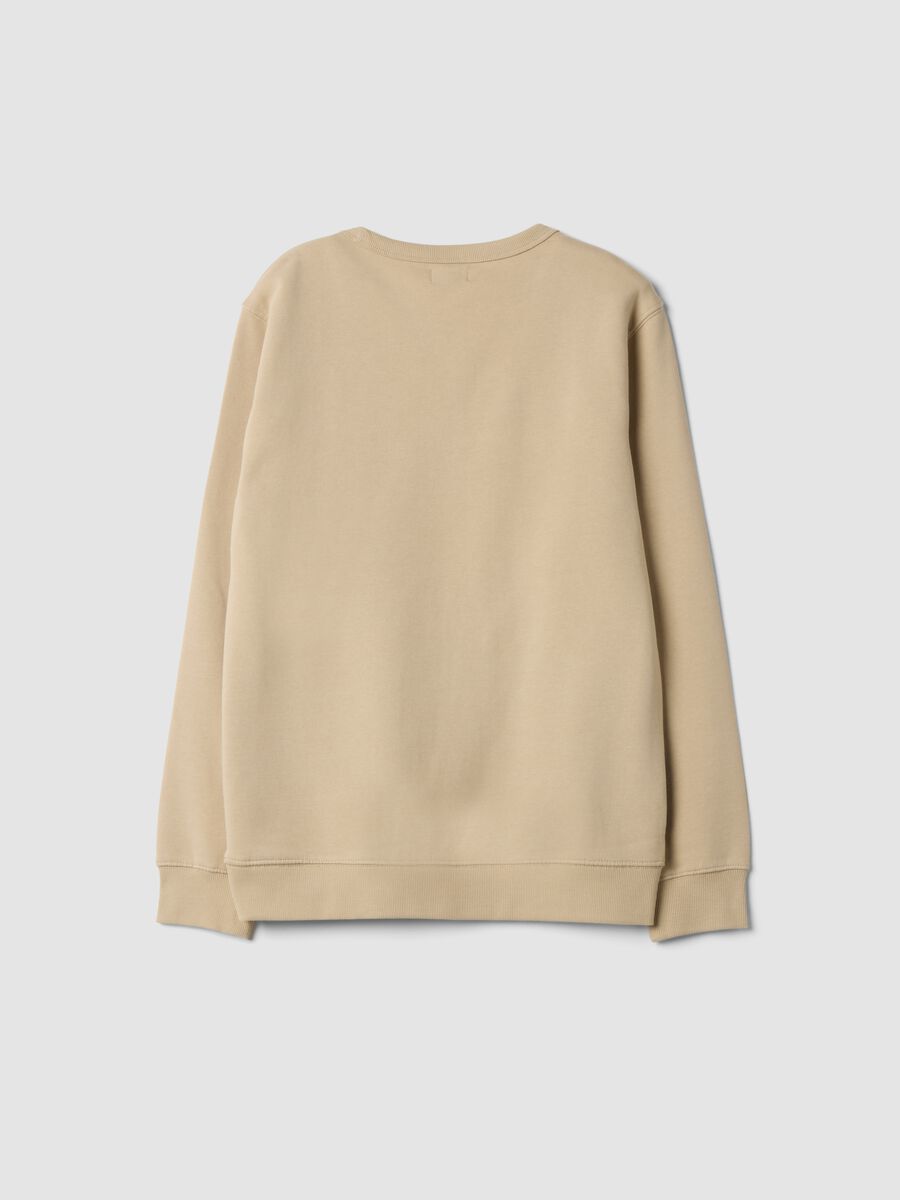 Beige organic cotton crew-neck sweatshirt_2