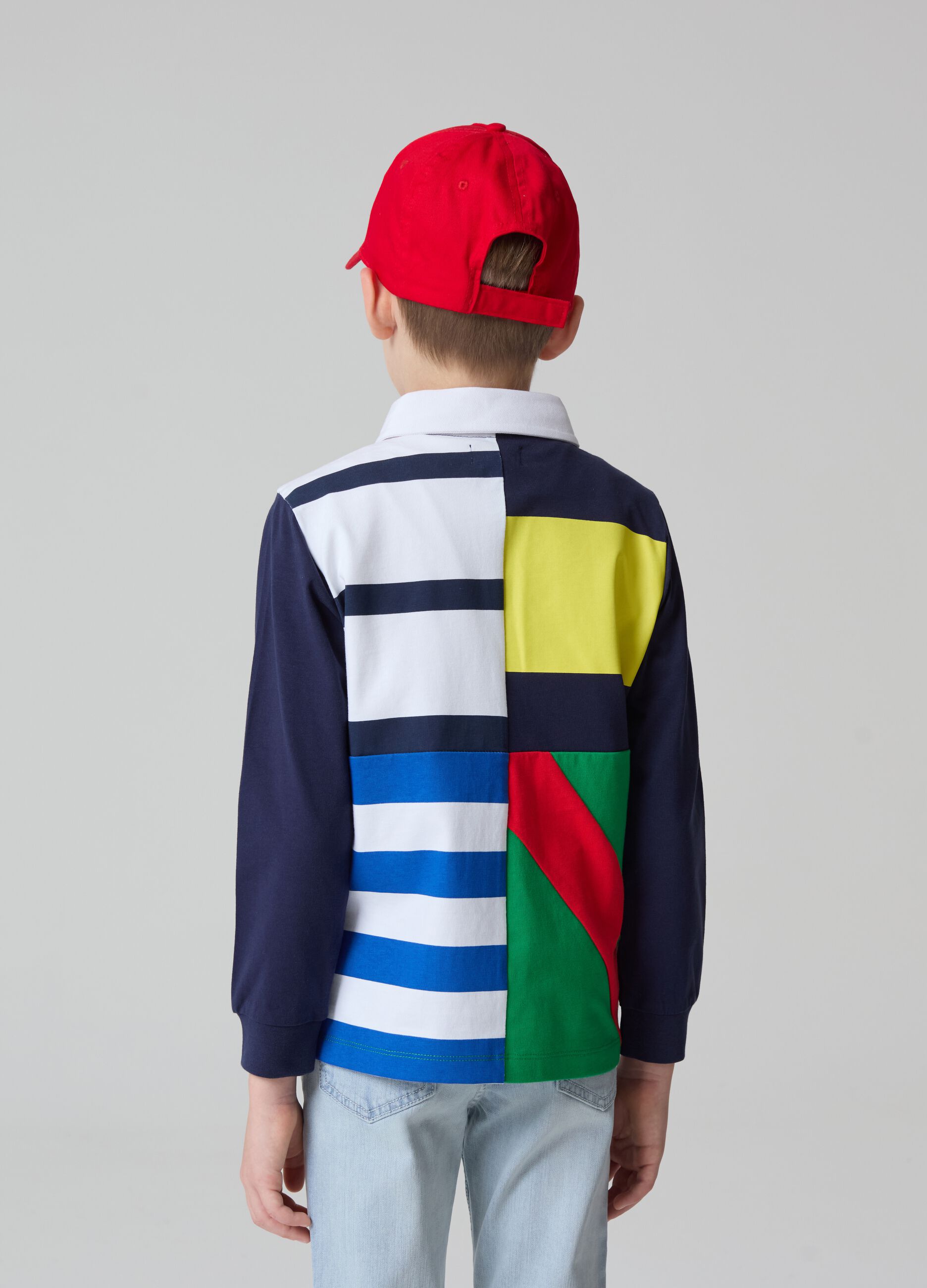 Colourblock polo shirt with patch