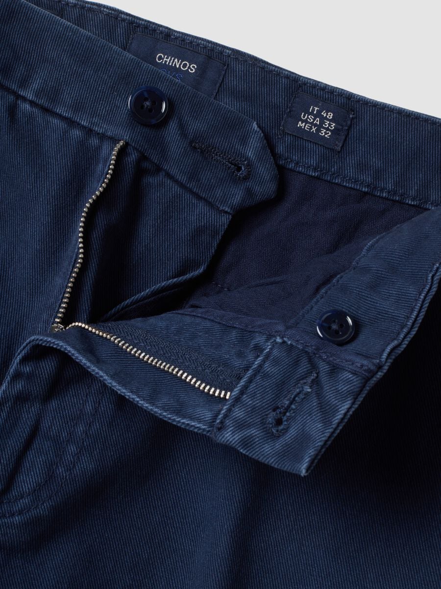 Blue pure cotton carrot-fit chino trousers_1