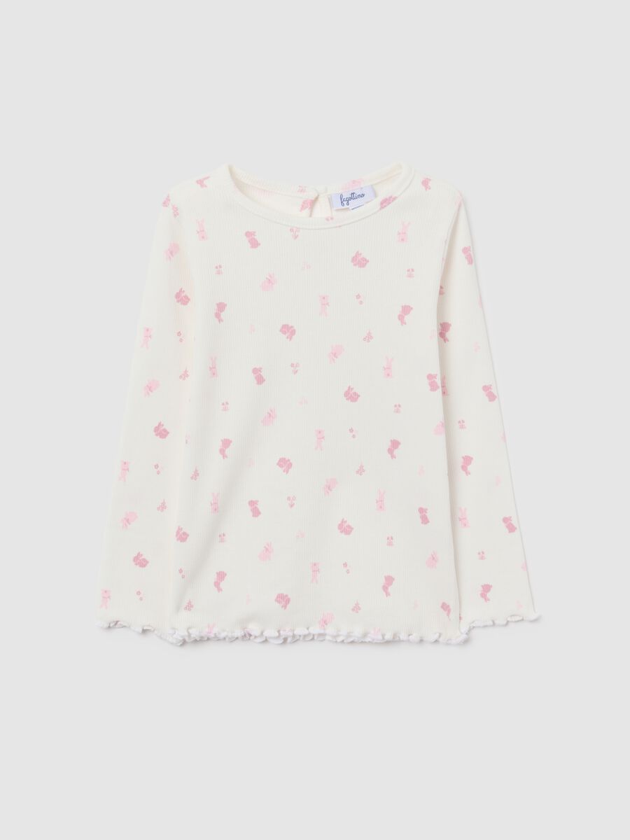 Girls' white cotton t-shirt with regular fit_0