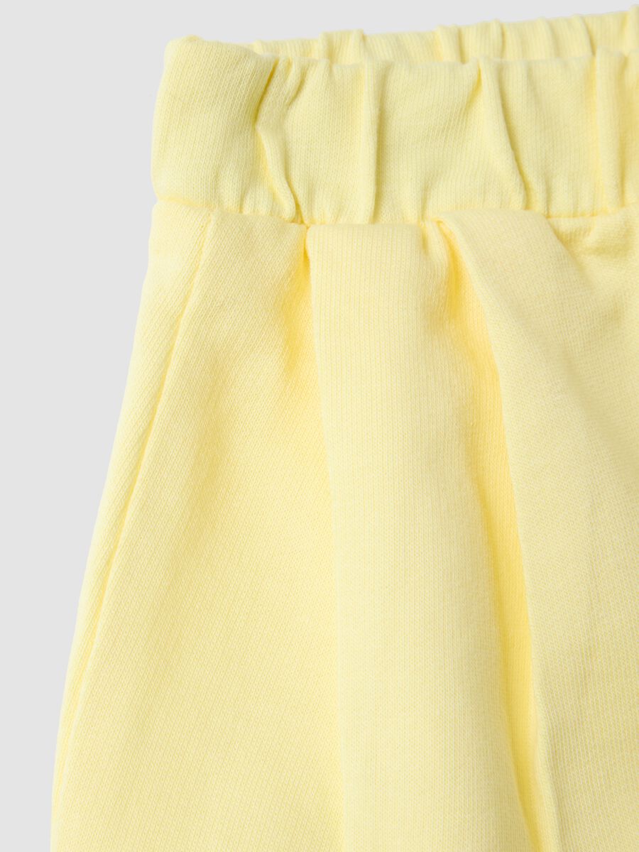 Yellow pure cotton regular fit girls' shorts with bow_3