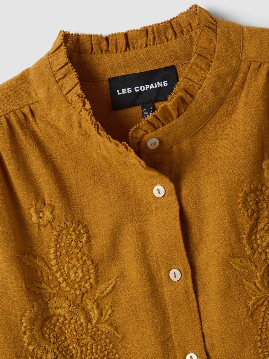 Orange pure cotton shirt with embroidery_5