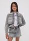Camicia grigia corta in puro cotone con borchie per ragazza_0
