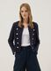 Casaco azul cropped em algod&atilde;o el&aacute;stico com bot&otilde;es decorativos, corte regular_2