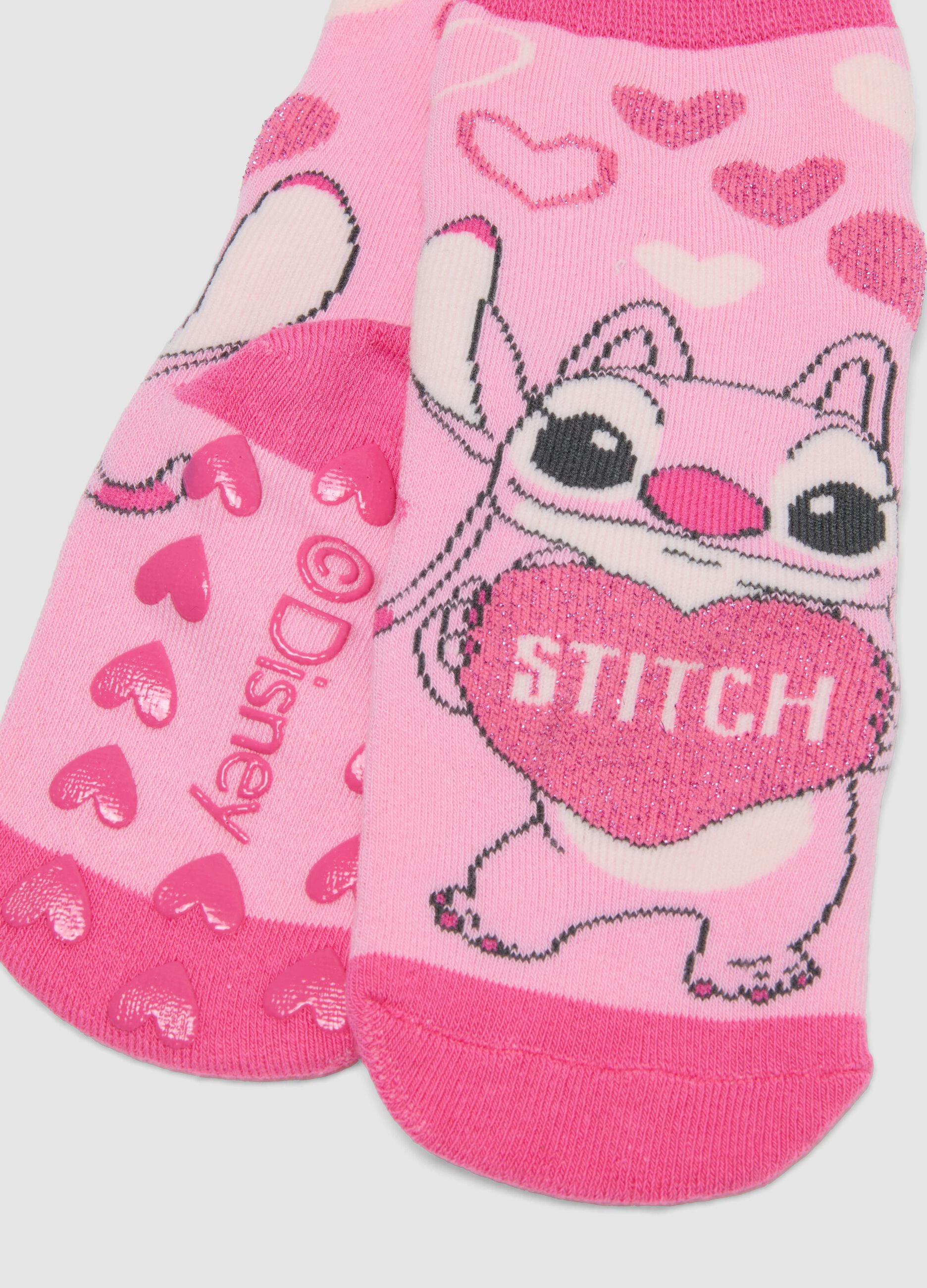 Bipack calze antiscivolo multicolor in cotone organico elasticizzato con stampa Stitch