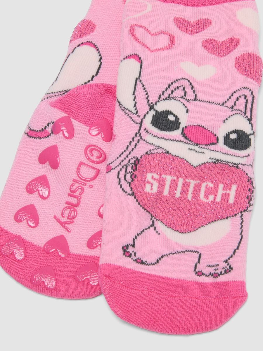 Bipack calze antiscivolo multicolor in cotone organico elasticizzato con stampa Stitch_2