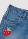 Blue pure cotton girls&rsquo; denim shorts, wide leg with embroidery_2