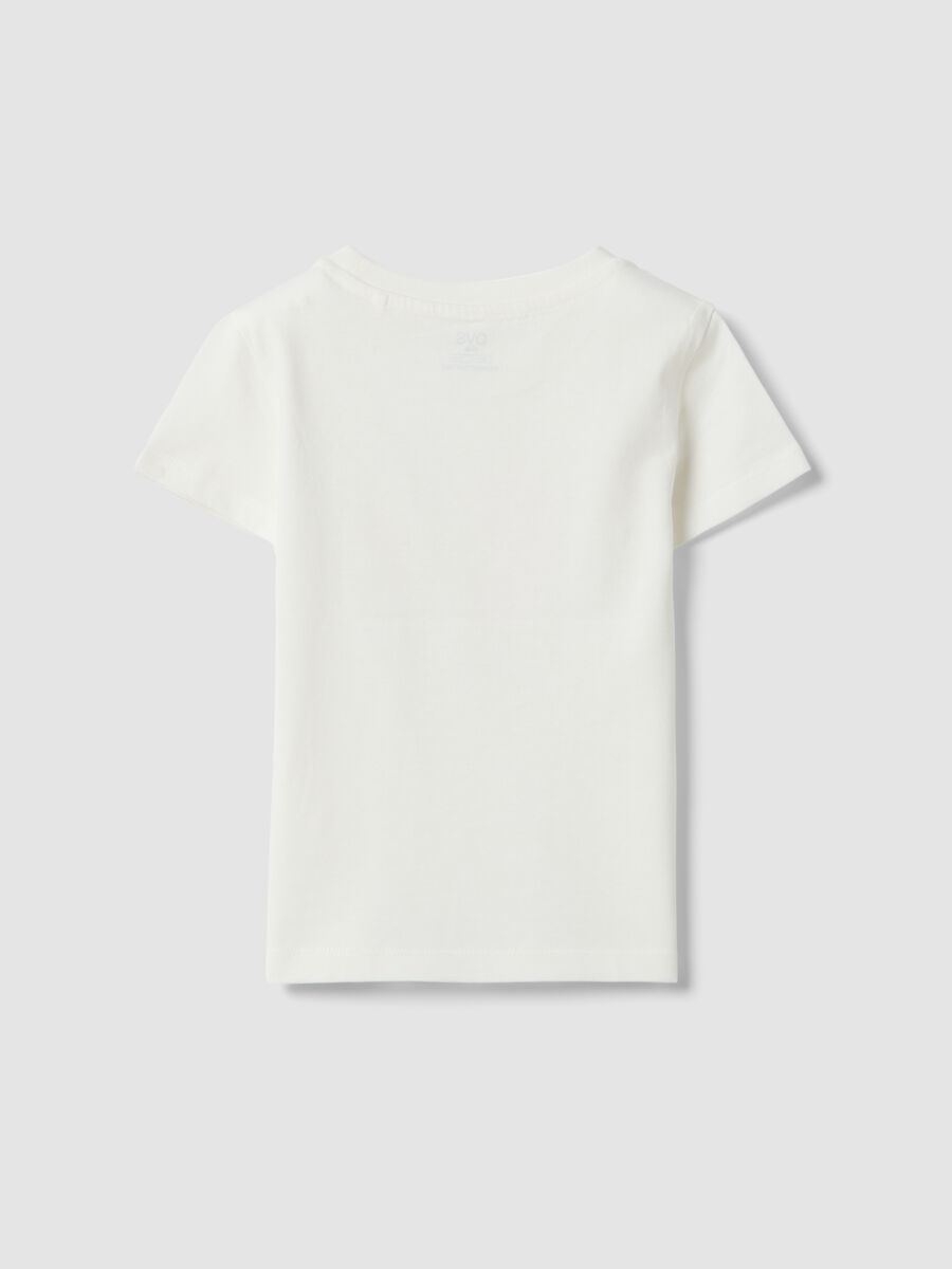 White girls&rsquo; T-shirt in pure organic cotton with print and glitter_1