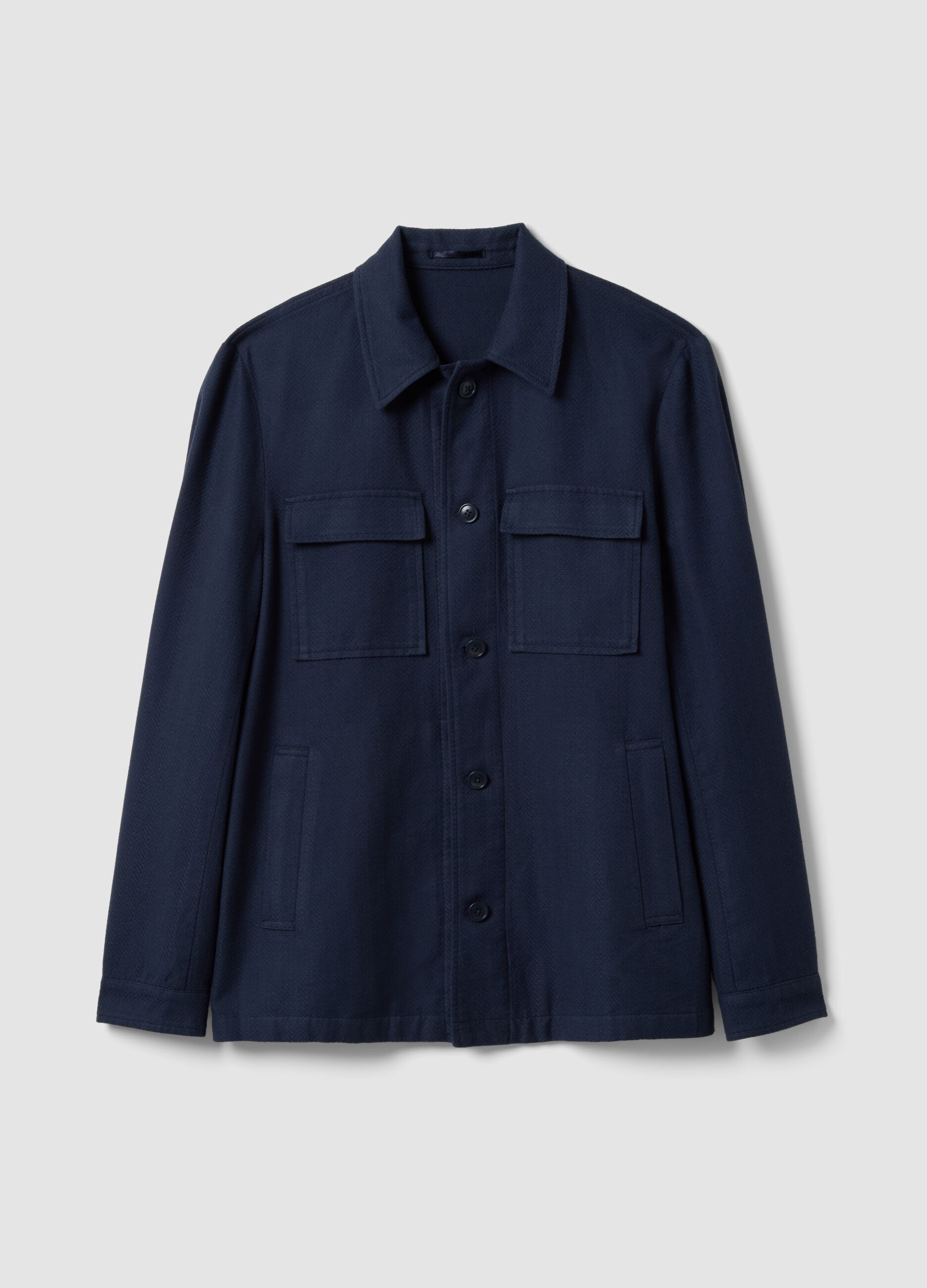 Blue cotton-linen blend blazer regular fit