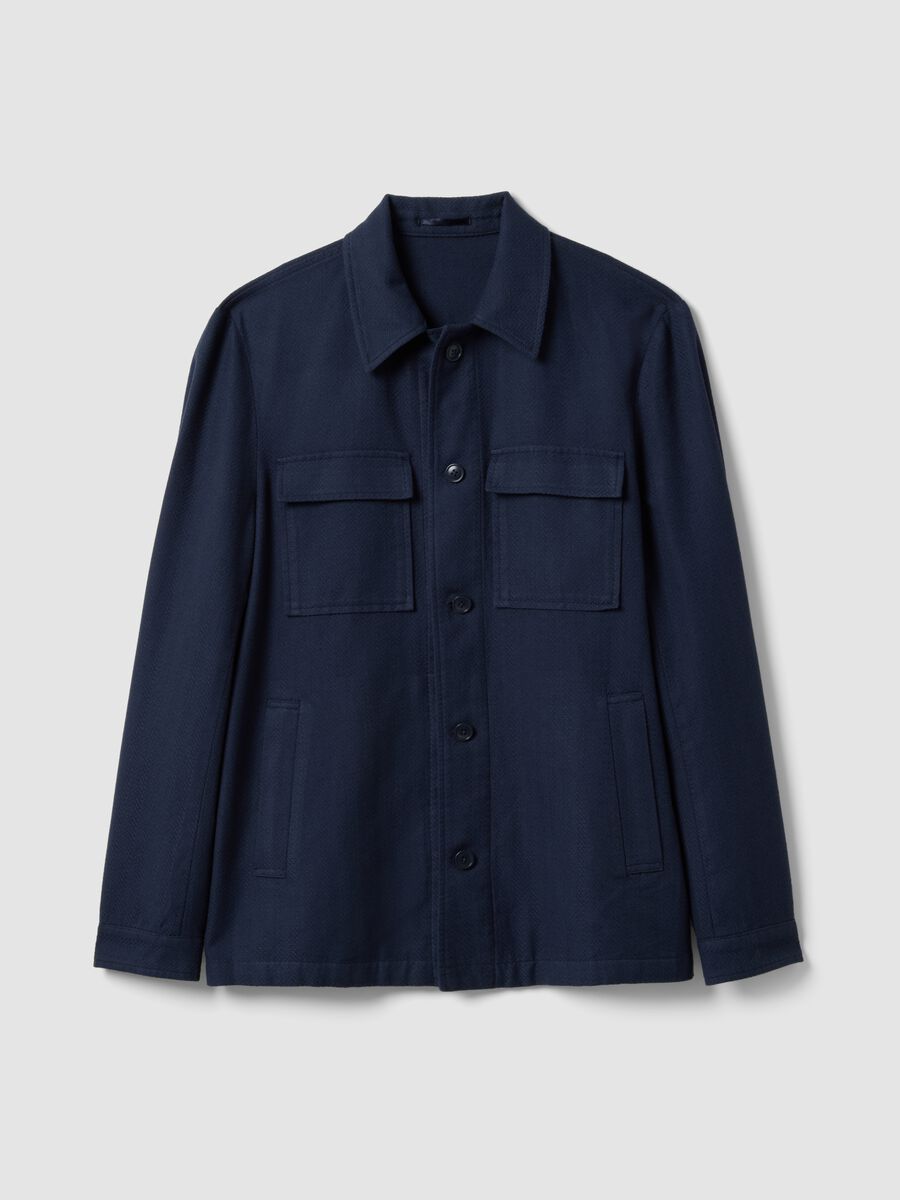 Blue cotton-linen blend blazer regular fit_5