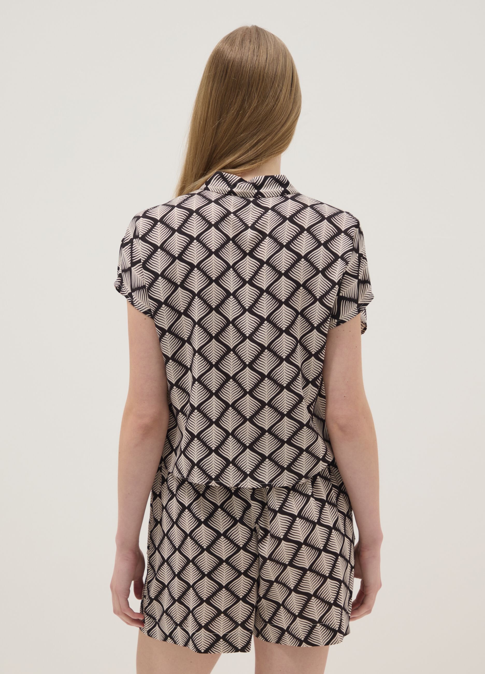 Pure viscose multicolour printed shirt, regular fit