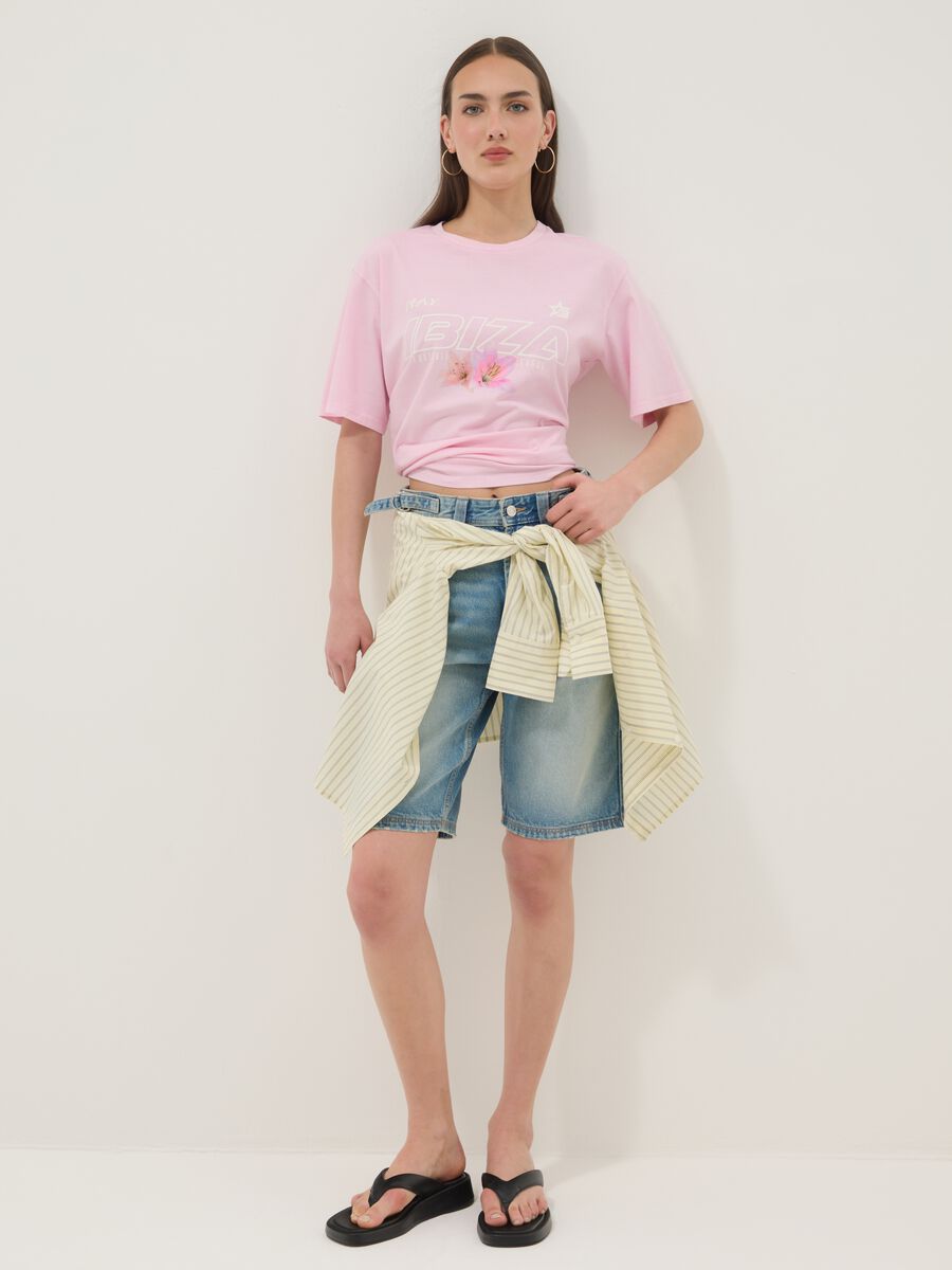 Wei&szlig;es T-Shirt aus reiner Baumwolle mit Schriftzug, Relaxed Fit_2