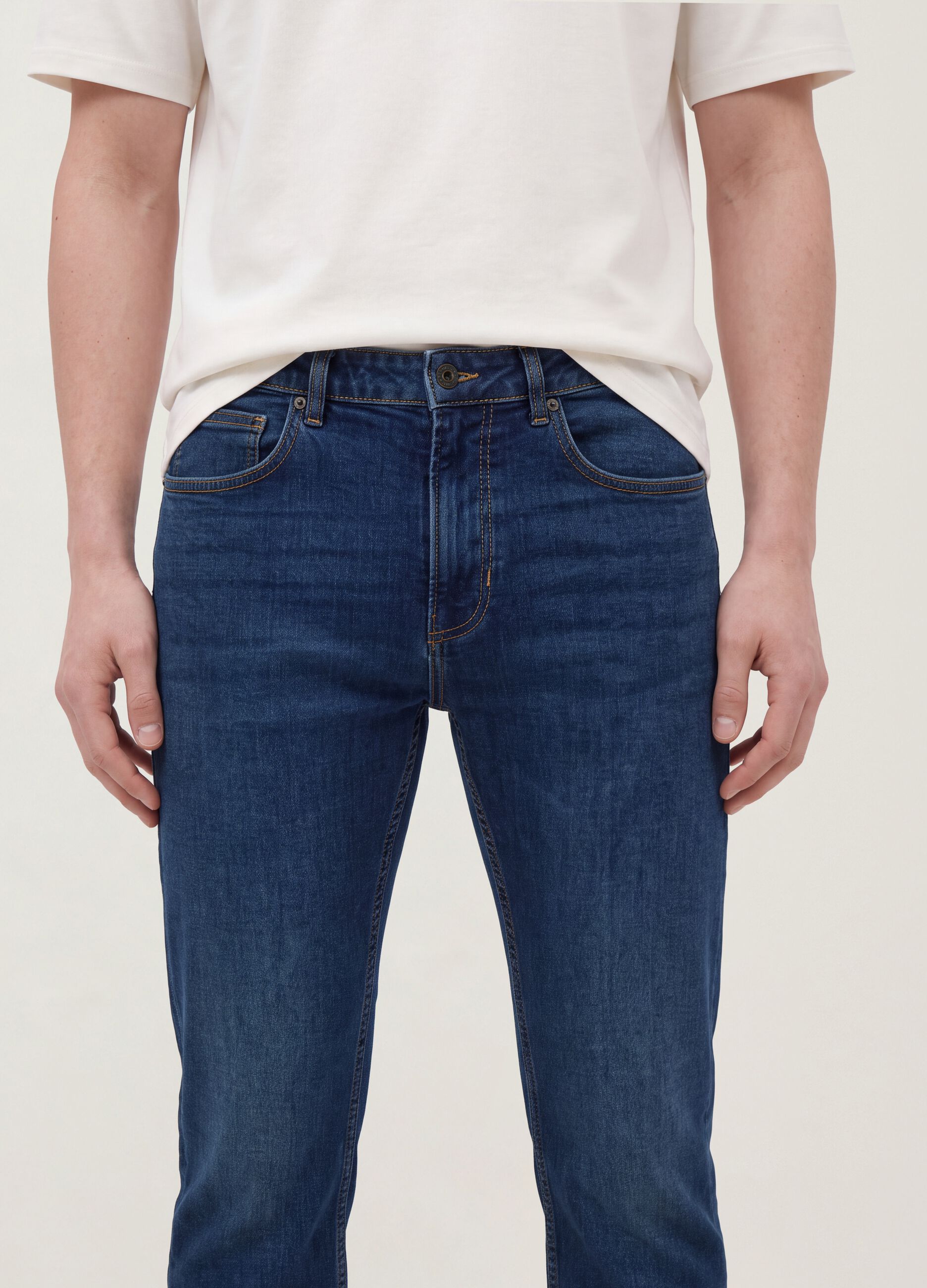 Blue slim-fit stretch cotton jeans