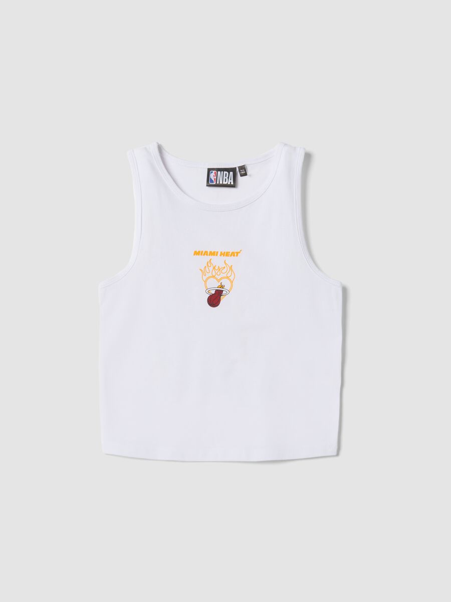 White stretch cotton tank top_0
