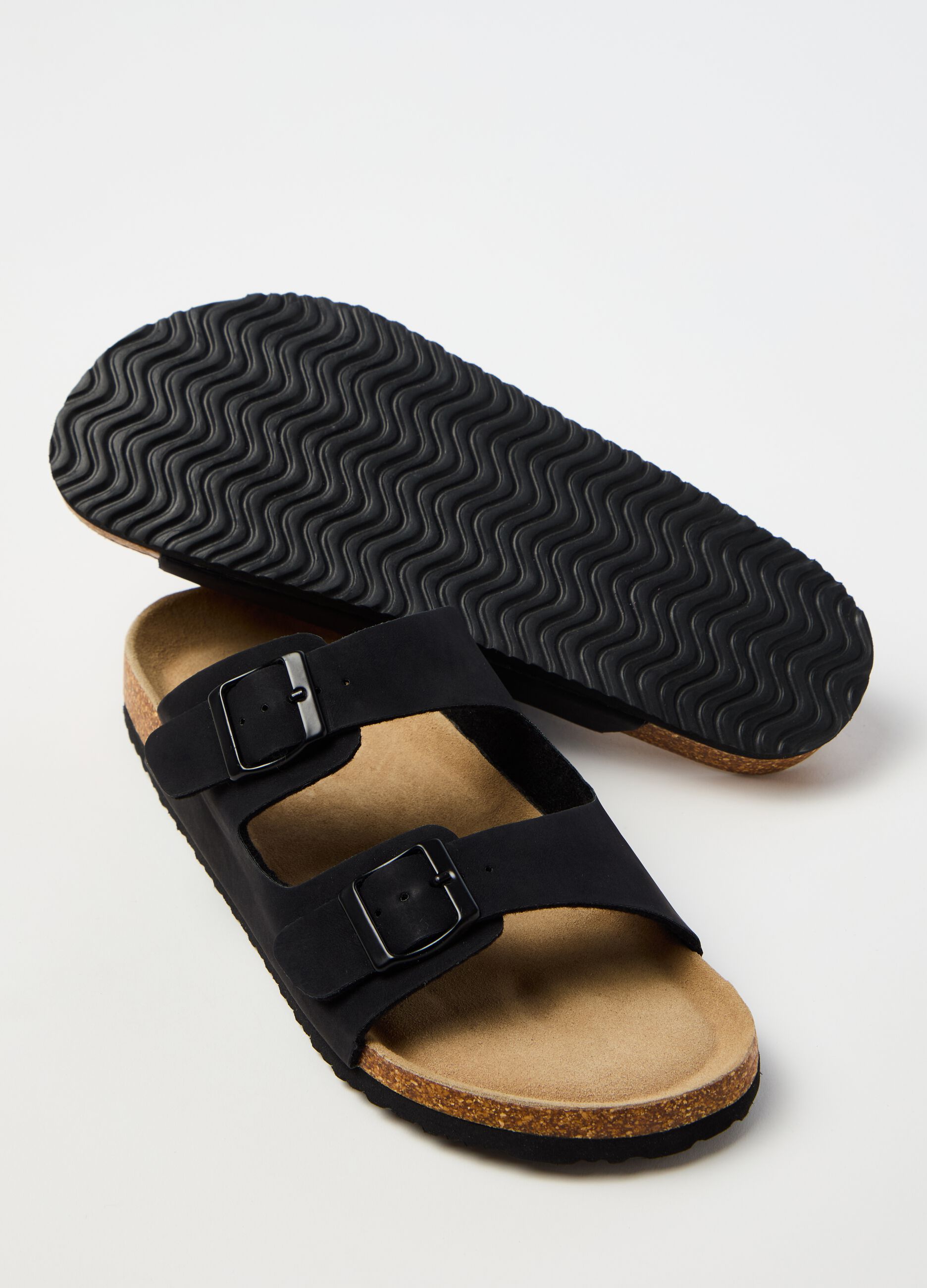 Sandals with double band in suede