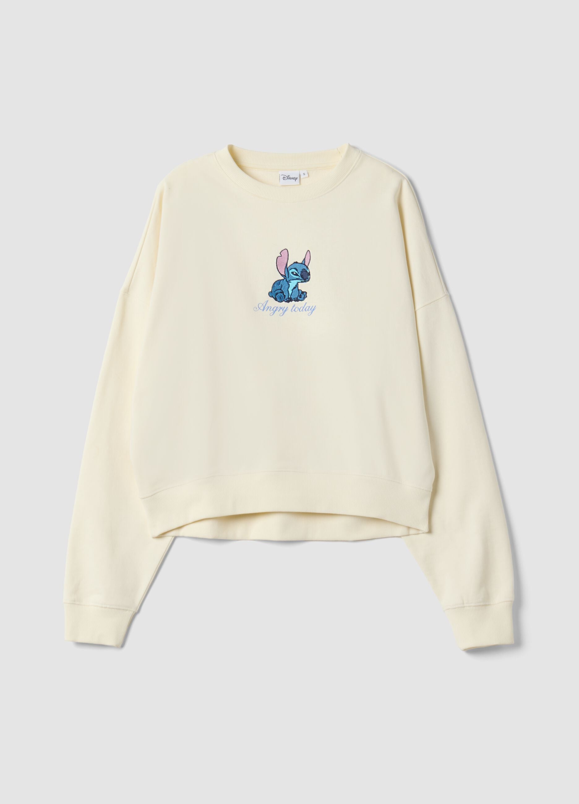 Sweatshirt bege em algod&atilde;o puro com estampado Stitch
