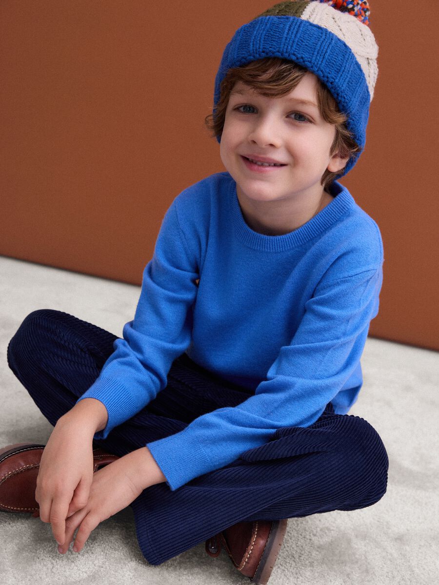 Blue pure wool long-sleeve regular-fit jumper_0