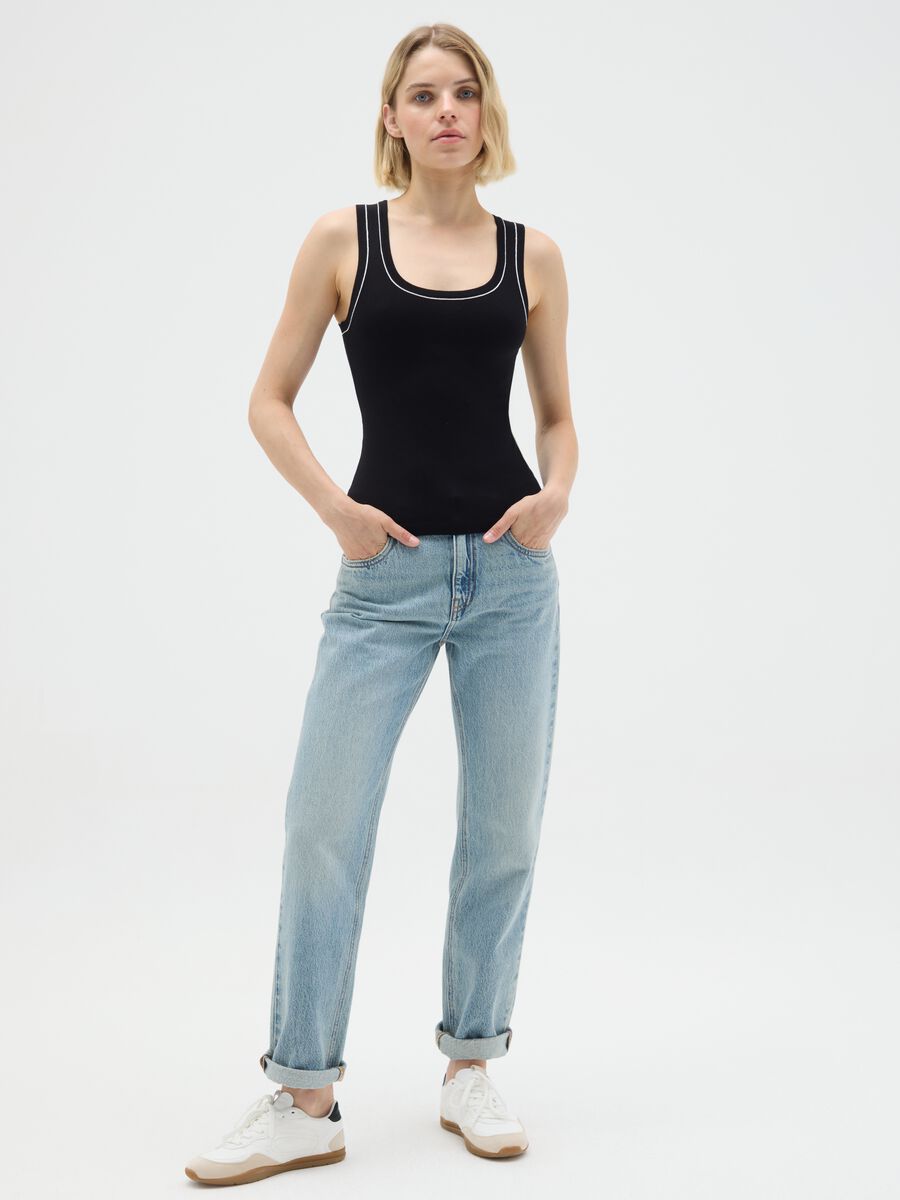 Women's Black Viscose Blend Top Regular Fit_1