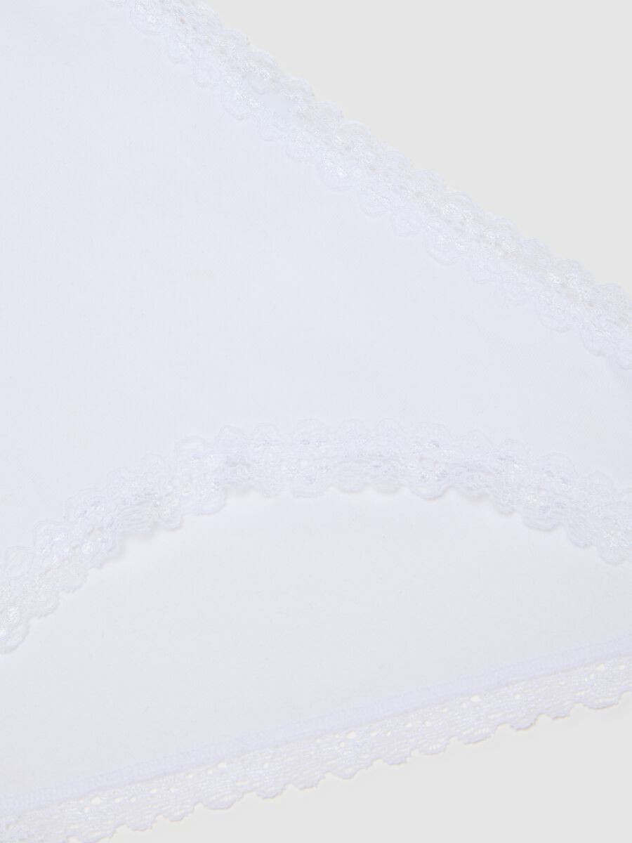 White Regular Fit Stretch Cotton Briefs with Lace_5