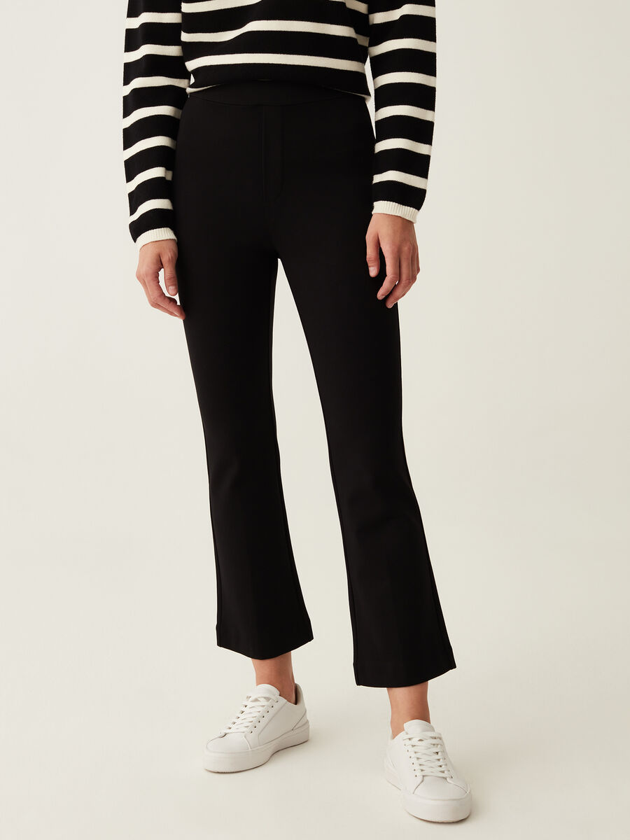 Cropped flare-fit trousers_0