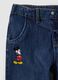 Blue cotton-viscose blend jeans with Mickey print, baggy fit for baby boy_3