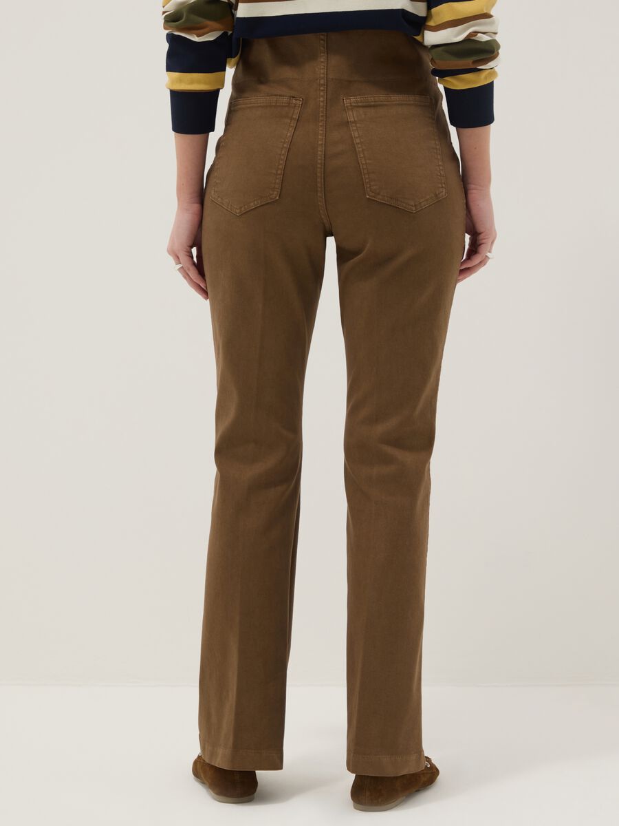 Brown Stretch Cotton Maternity Flare Trousers_2