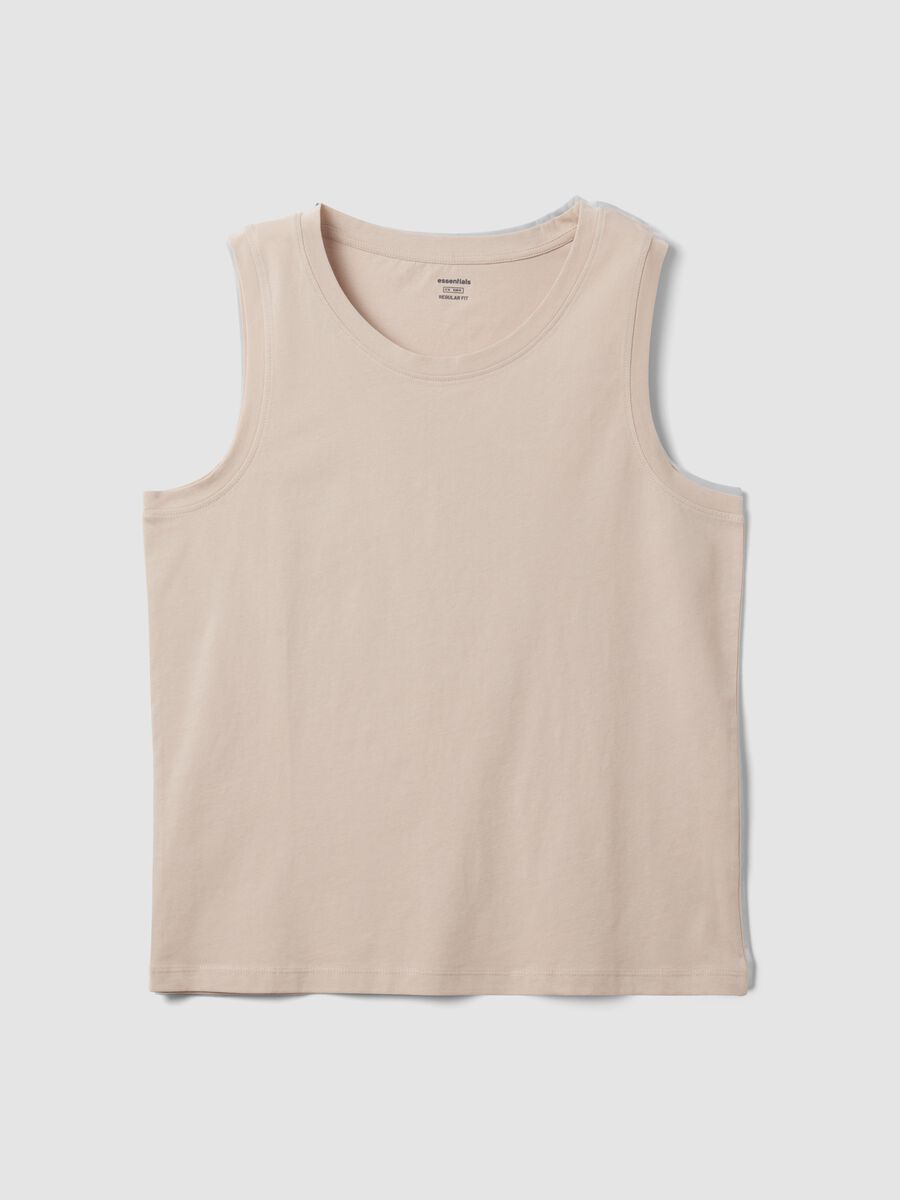 Beige pure cotton vest_4