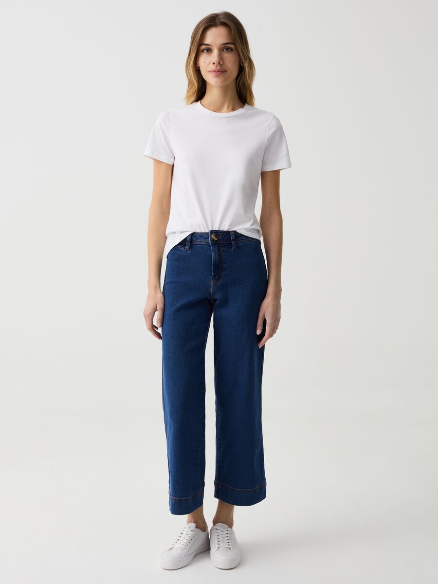 Wide-leg cropped culotte jeans_0