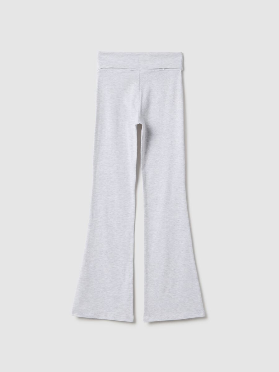 Grey cotton stretch flare fit leggings for girls_4