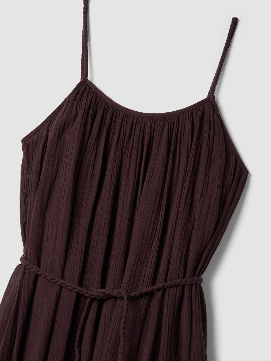 Duga smeđa haljina od čistog pamuka regular fit_6