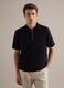 Short-sleeved pure cotton black polo regular fit with zip_0
