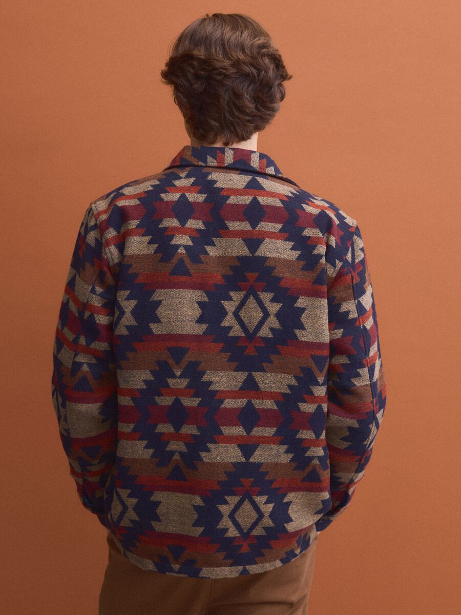 Multicolour geometric-print bowling-collar shacket, oversized fit_3