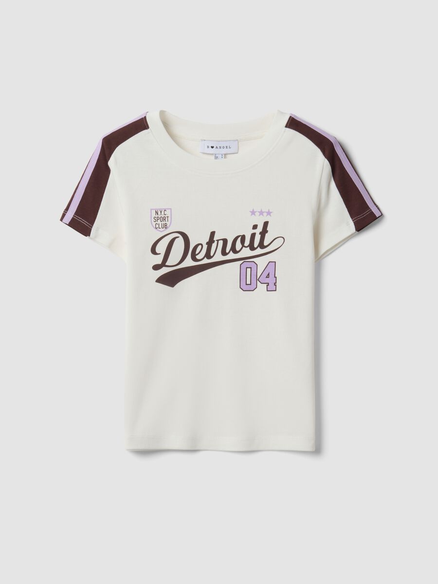 White pure cotton crew-neck T-shirt with Detroit print_4