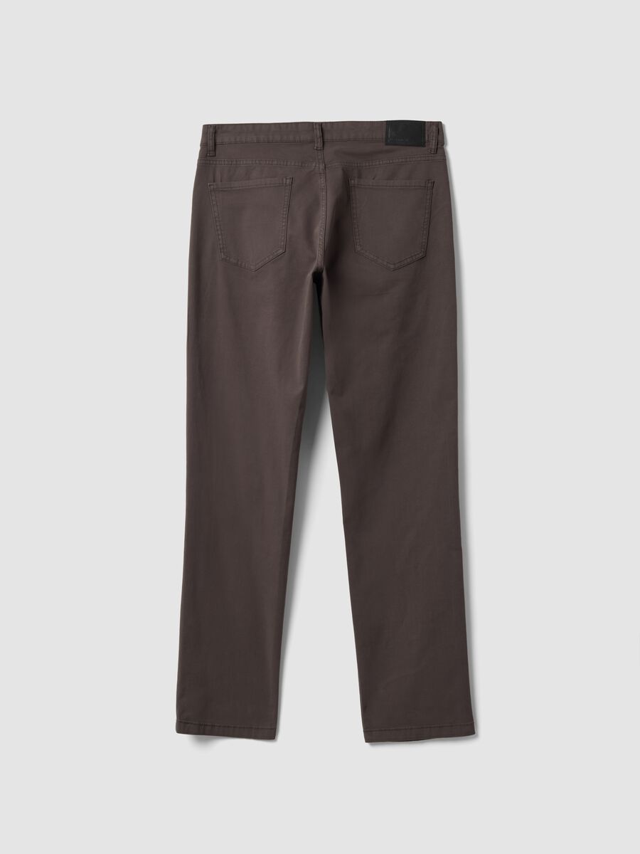 Brown regular-fit stretch cotton twill trousers_6
