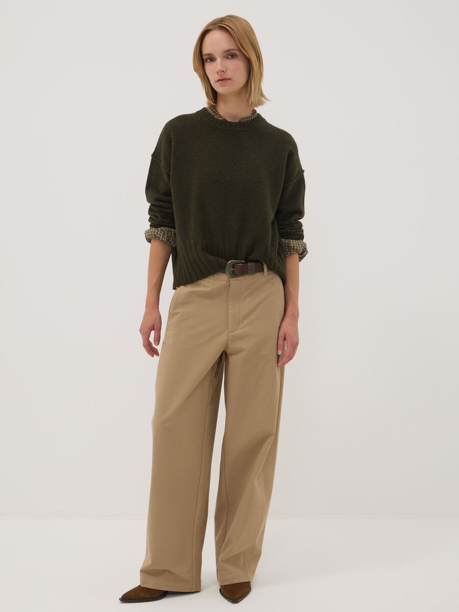 The Iconic Pants beige Barrel-Fit-Hose aus elastischem Baumwollmix_0