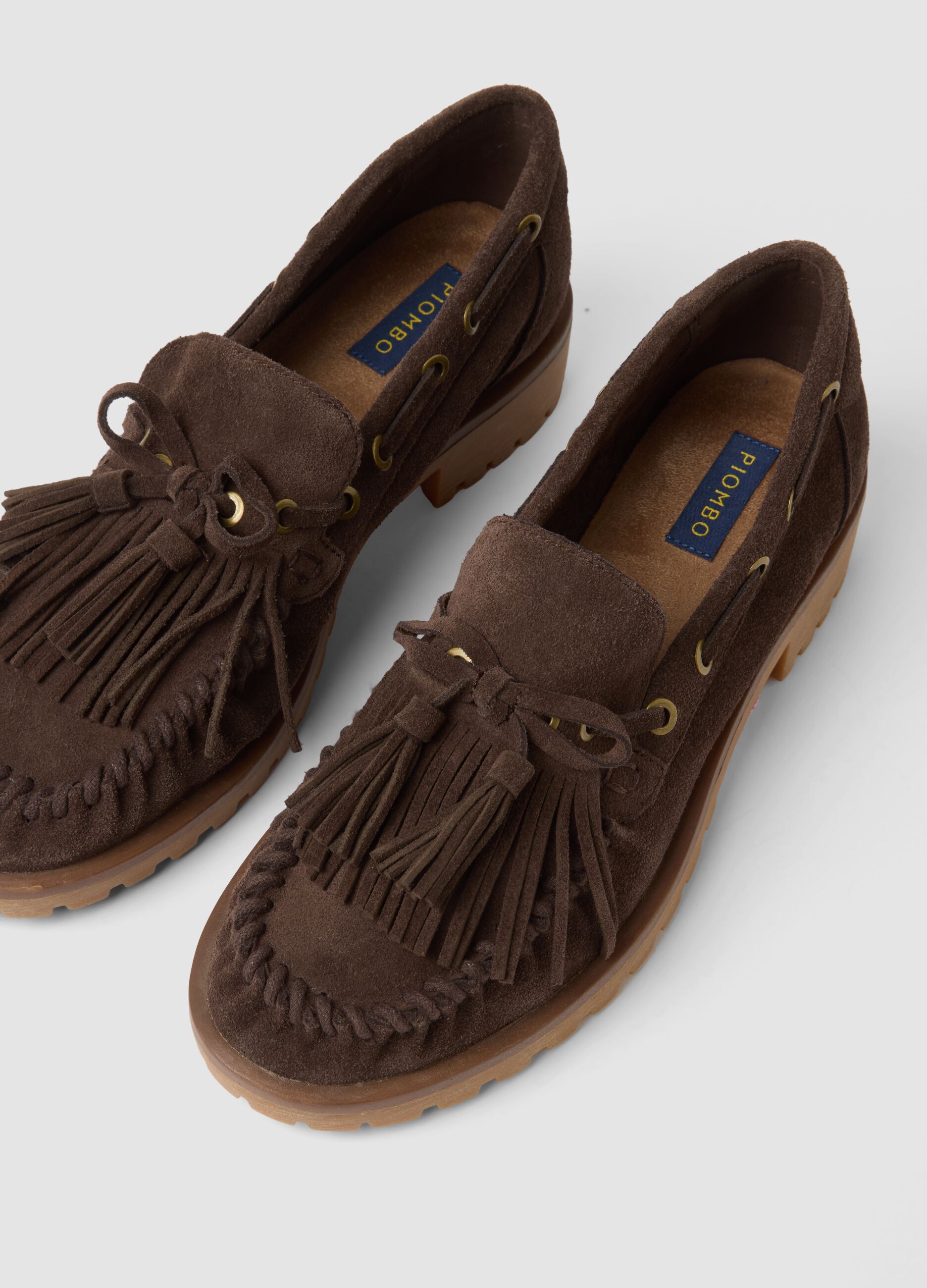 Braune Loafer aus echtem Leder mit Quasten