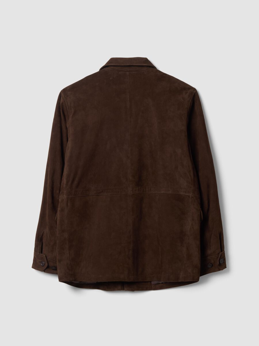 Brown padded genuine leather jacket_2
